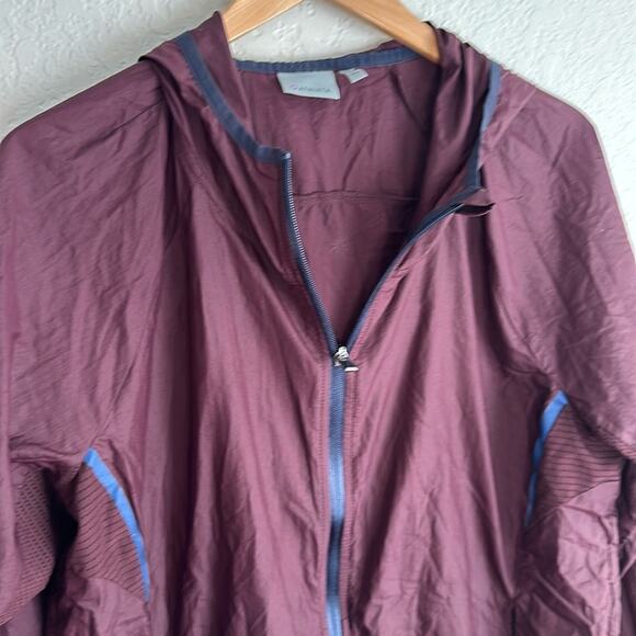 Athleta Stowe Hoodie Nylon Jacket Full Zip Purple Plum Large Windbreaker Pockets - Picture 2 of 8